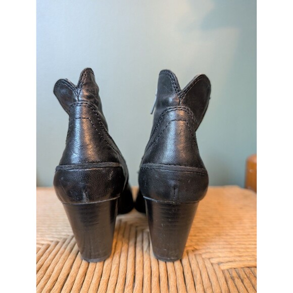 FRYE Womens Black Leather Western Ankle Boots Sz 6.5 Cowgirl Festival Boho Barn - Picture 5 of 8